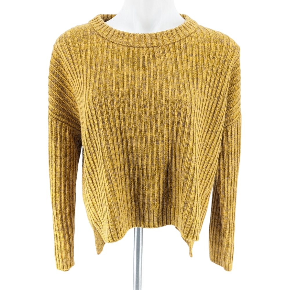 Obey Yellow Knit Semi Crop Sweater Size Large